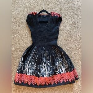 Black and Red Patterned Dress - Max Studio XS